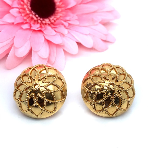 2/$10 Gold Filigree Dome Earrings - Picture 1 of 8